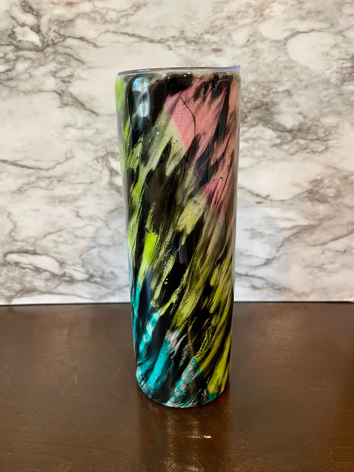 Black and Pastel Swirl Tumbler