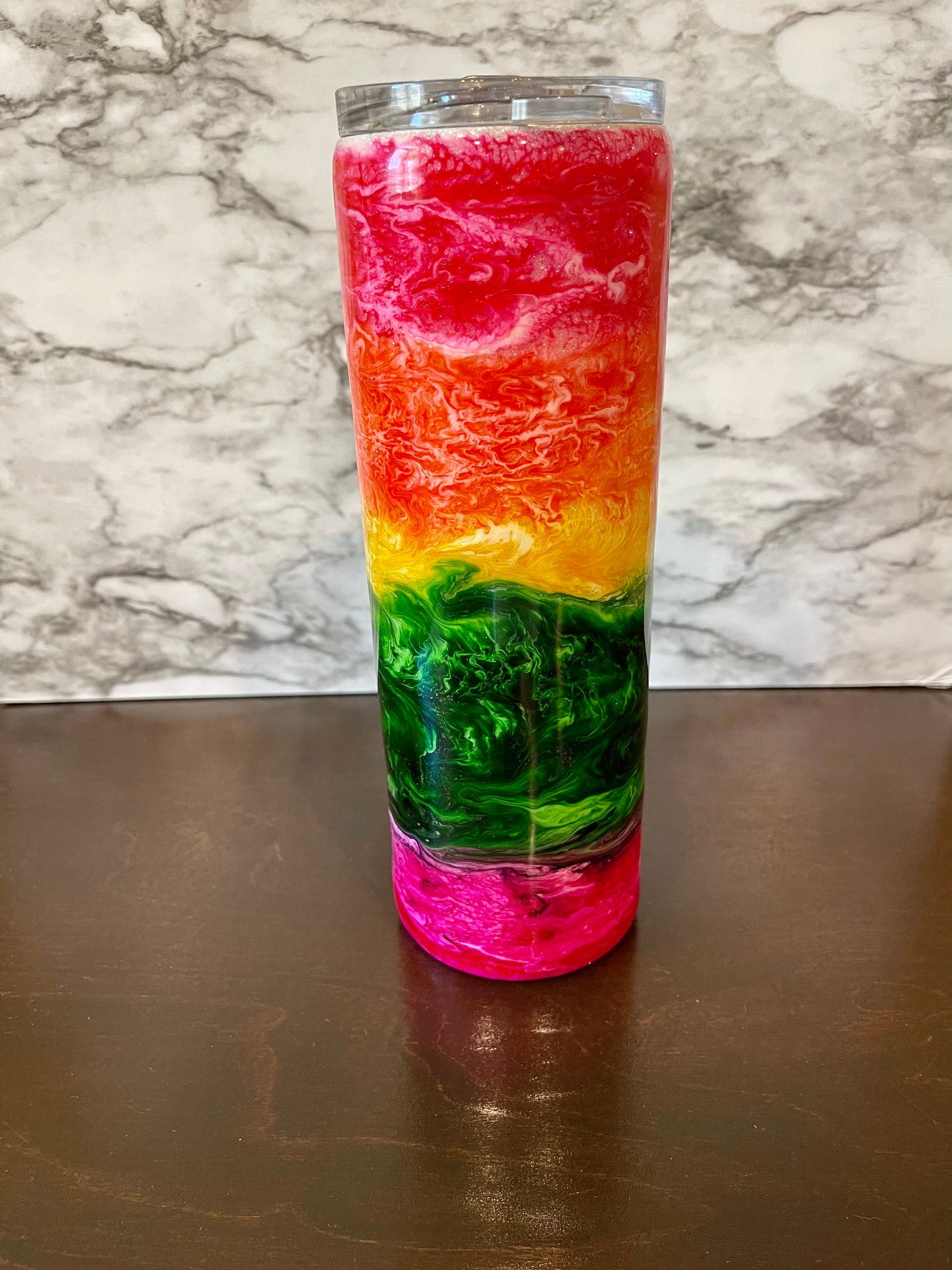 Rainbow Alcohol Ink Swirl Tumbler