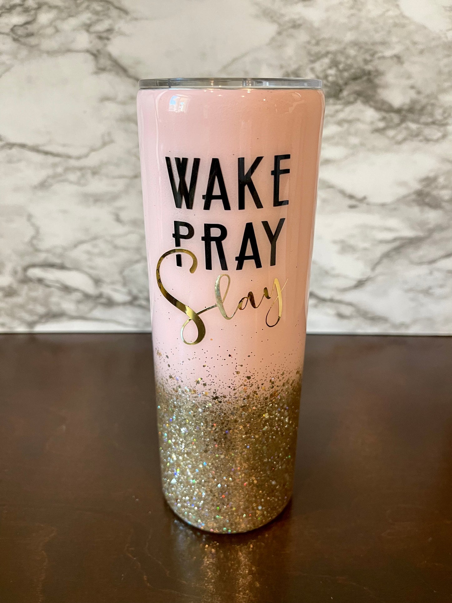 Wake Pray Slay Pink Tumbler