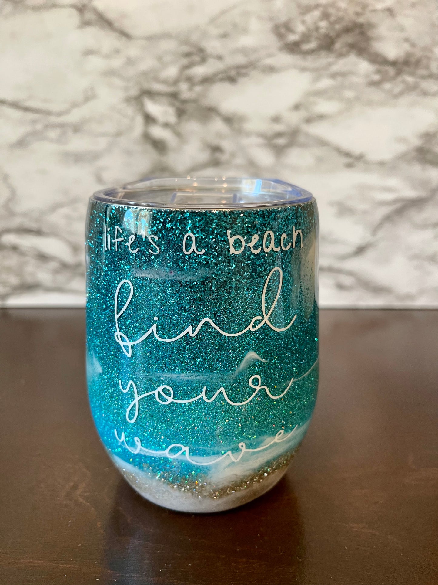 Life's A Beach Find Your Wave Wine Tumbler