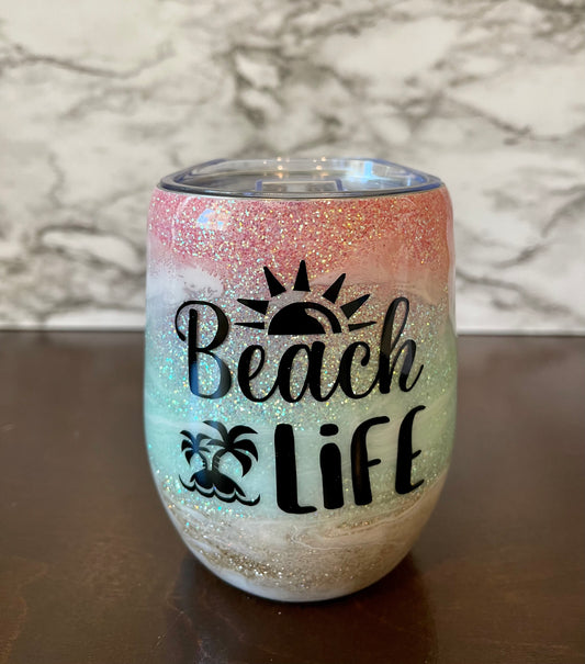 Beach Life Wine tumbler