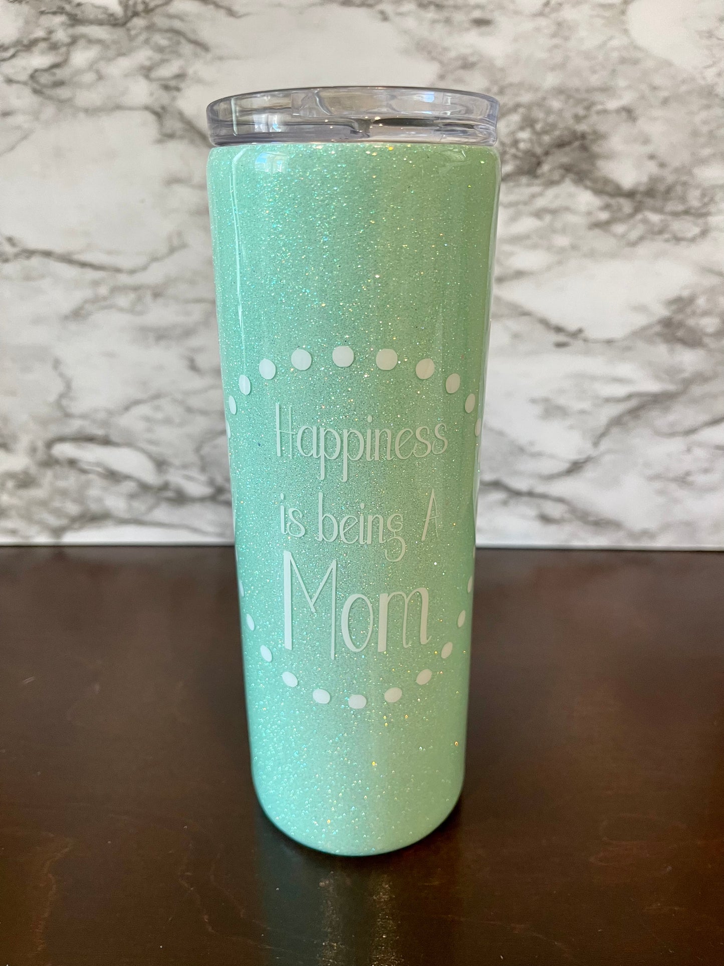 Happiness is Being a Mom (mint green glitter)