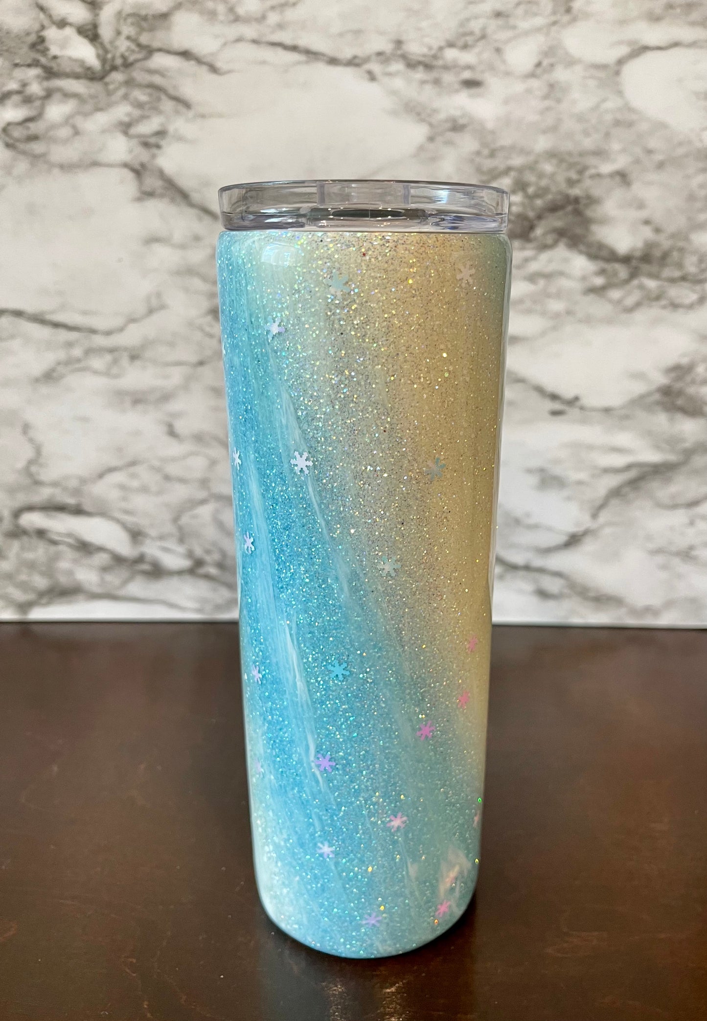 Snowflake blue and white 20 oz. Tumbler