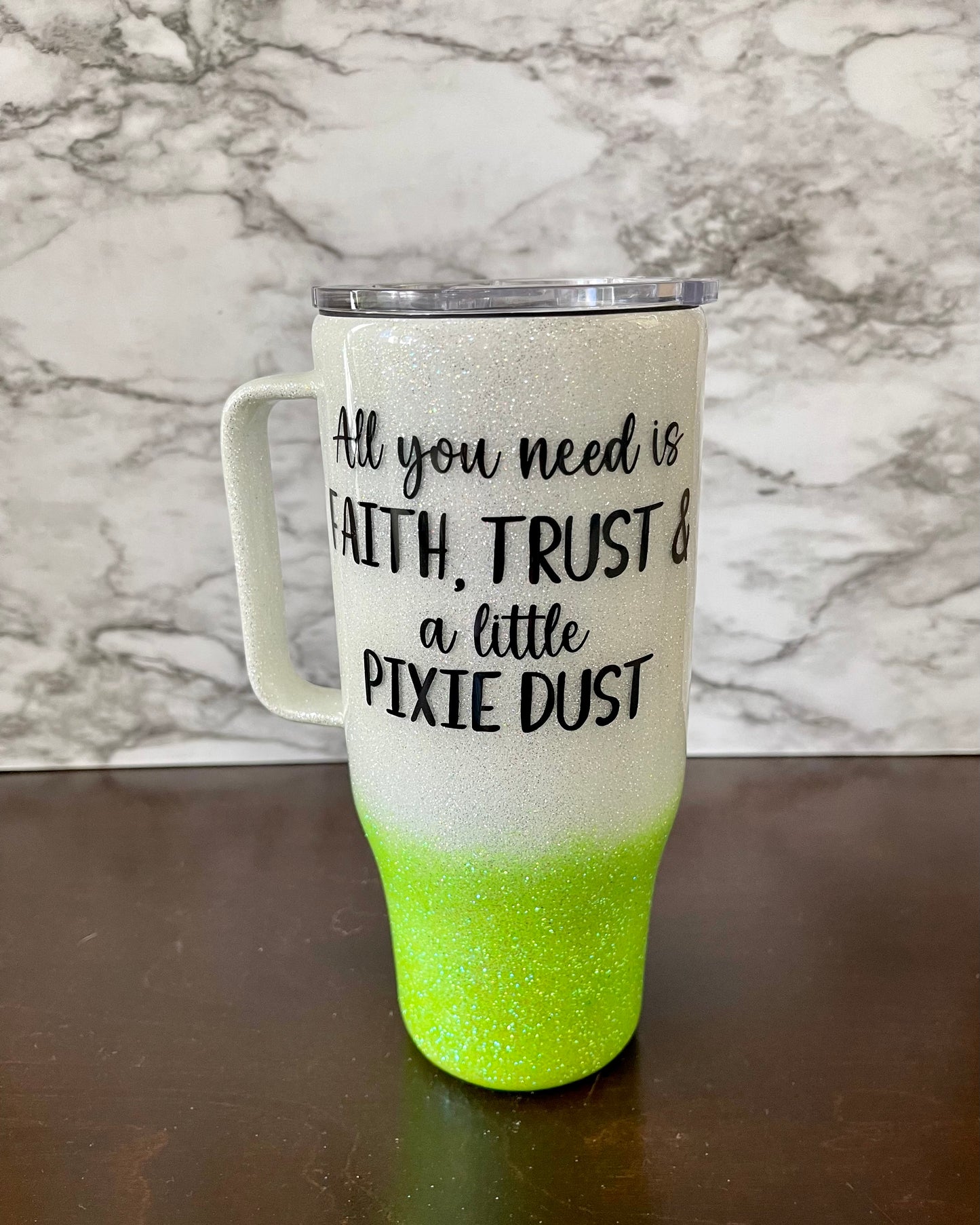 Tinkerbell - All you need is Faith Trust & a little Pixie Dust - 24 oz. handled tumbler